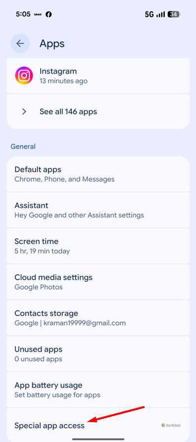 Special app access option in Pixel 10.