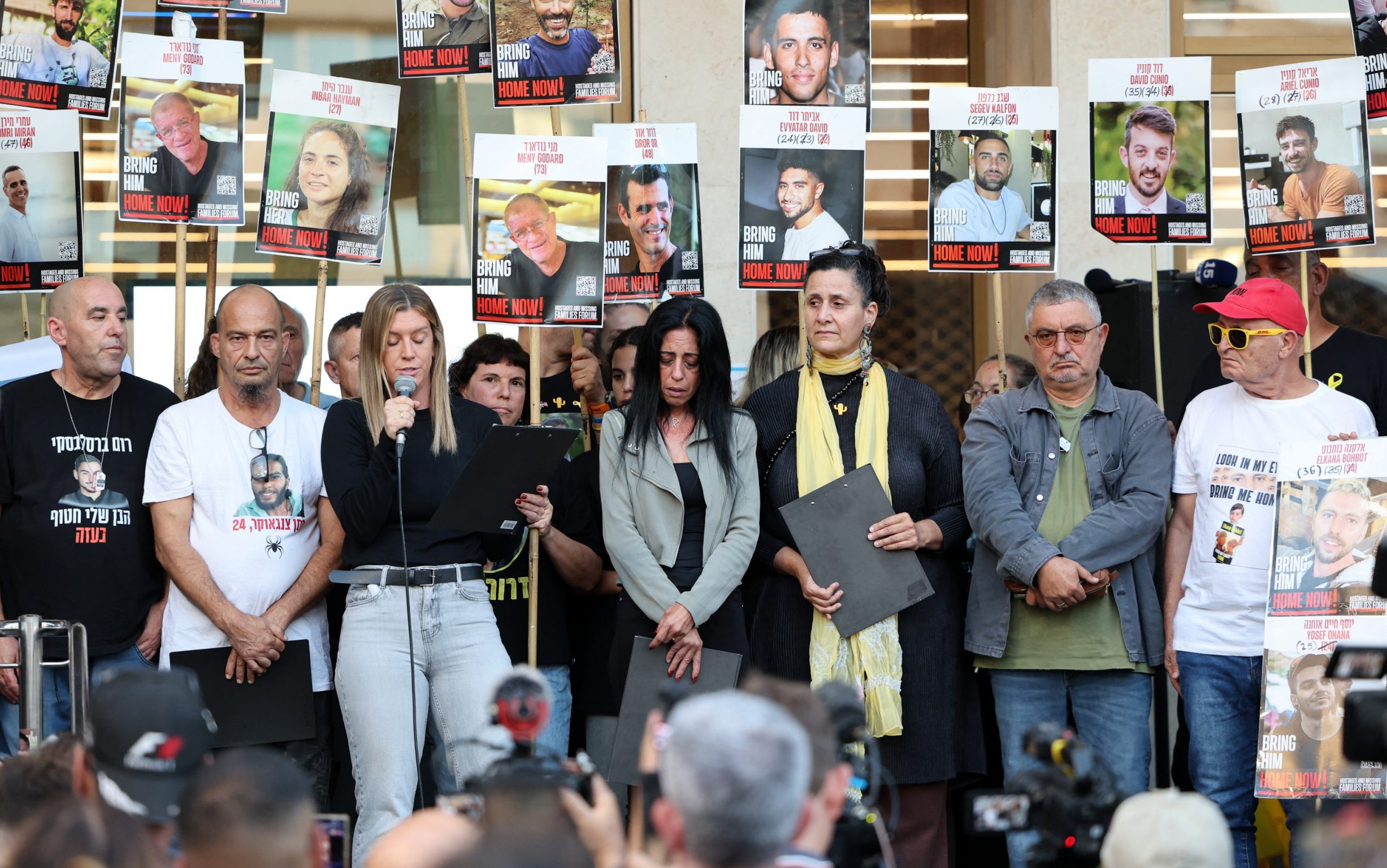 Relatives of the hostages gather in Tel Aviv over the weekend after news of their imminent release broke - Jack Guez/AFP