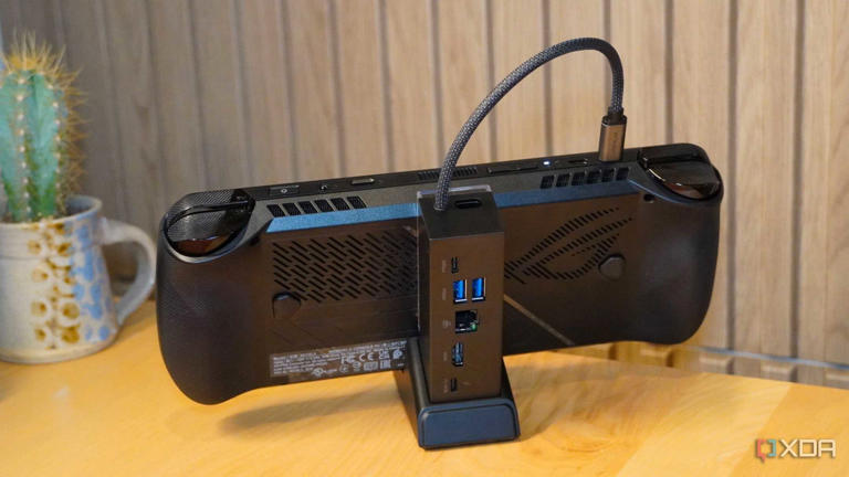 The back of the Jsaux multifunctional docking station with an ROG Ally X dock.