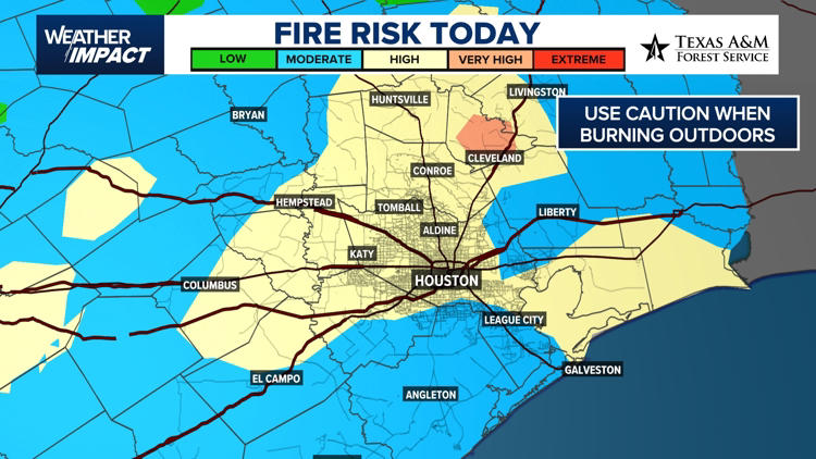 Fire danger increases as dry weather continues across Southeast Texas