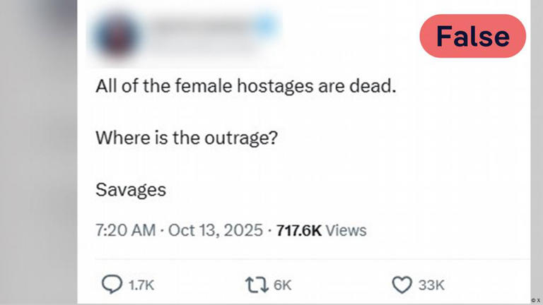 It's not true that all female hostages were killed by Hamas