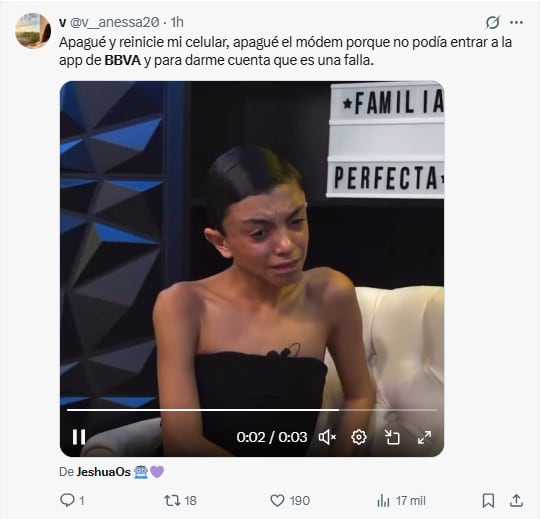 Usuarios reaccionan con una ola de memes a falla en el sistema de BBVA México, el humor se apodera de las redes sociales. Foto: Captura de pantalla 'X'