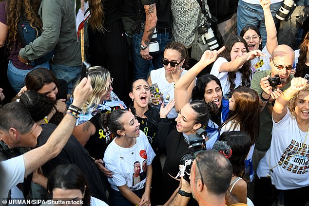 Photo by URMAN/SIPA/Shutterstock: Israel and Hamas agree to the first phase of Gaza ceasefire deal and people and hostages family wait for the return of the Hostage square in Tel Aviv