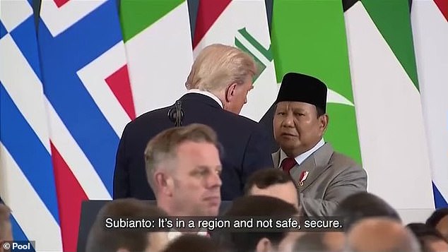 A hot mic at the Gaza Summit captured an exchange between President Trump and Indonesian President Prabowo Subianto