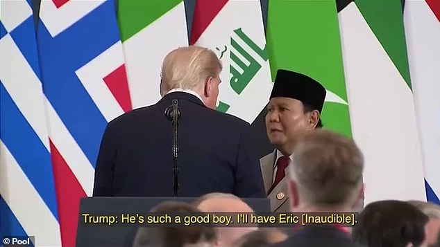 During the conversation, Subianto requested a meeting with Trump's second oldest son, Eric, and the American president seemed to agree