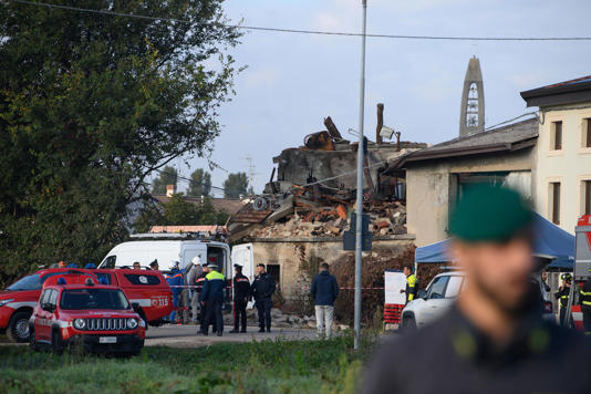 Emergency services are on the scene in Castel d’Azzano, near Verona (AP)