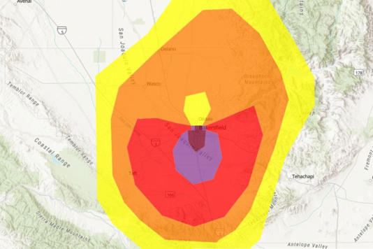 AirNow mapping displays the areas facing the worst air quality early on Tuesday. (AirNow)