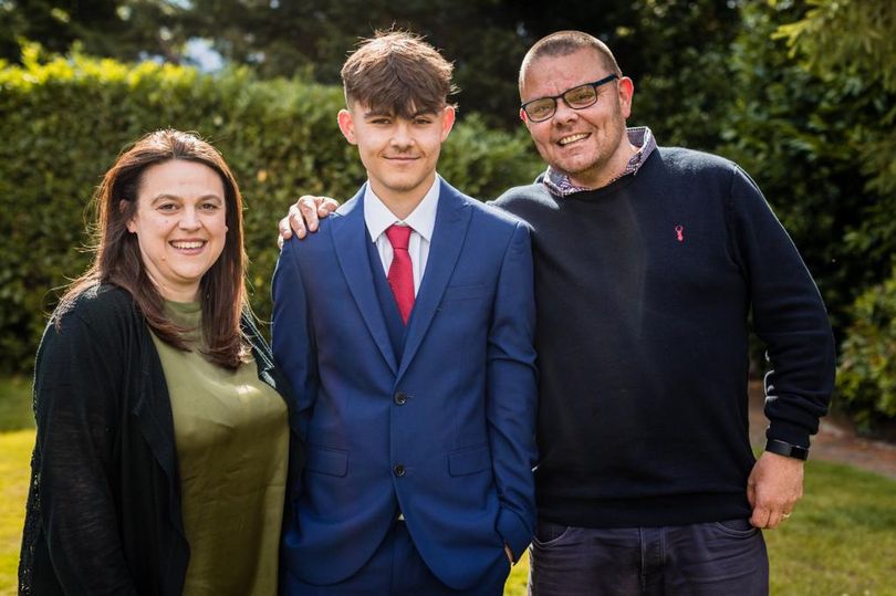 Murder victim Charlie smiles with his parents Tara and Martin Cosser