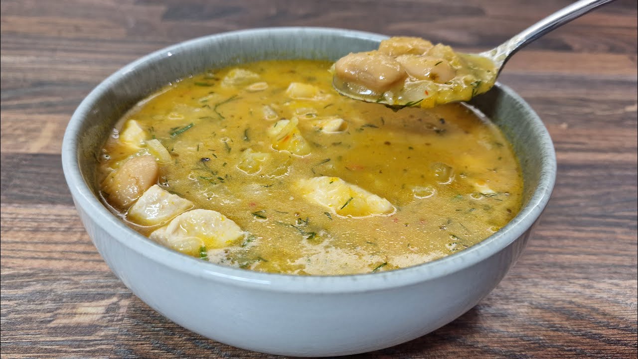 Bohnensuppe mit Hähnchen in 30 Minuten! Dicke und gesunde Hühnersuppe!