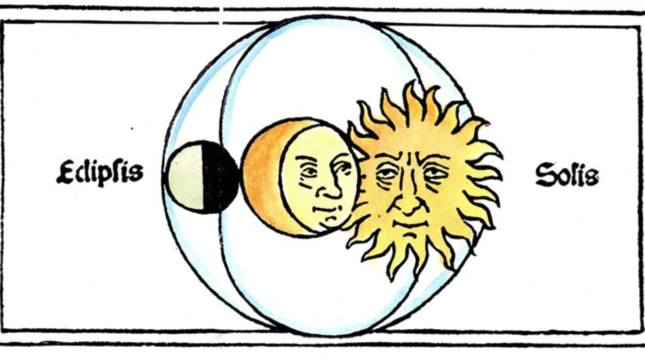 Eclisse Solare Totale fasi. Composite eclissi solare Foto stock