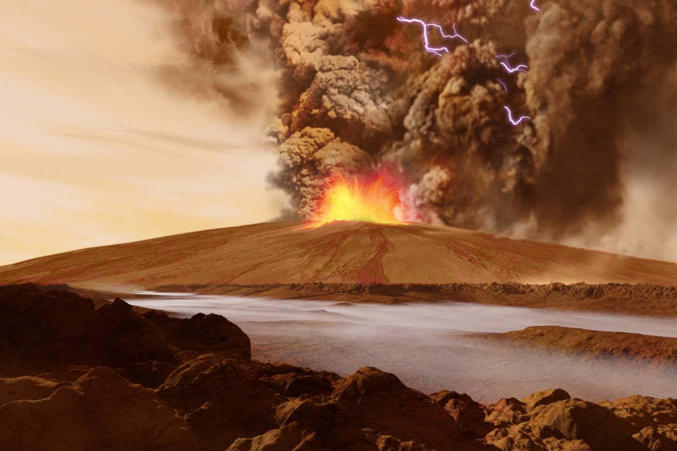Martian volcanoes may have transported ice to the planet's equator