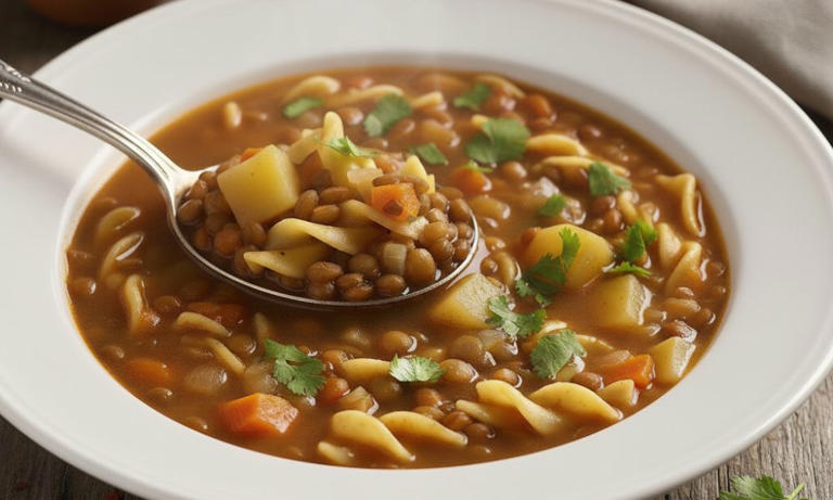 Receta de sopa de lentejas con fideos
