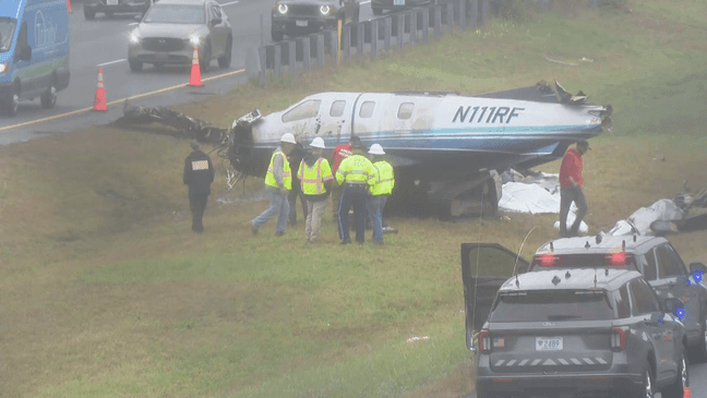 Plane crash wreckage removed from median of Interstate 195 in Dartmouth