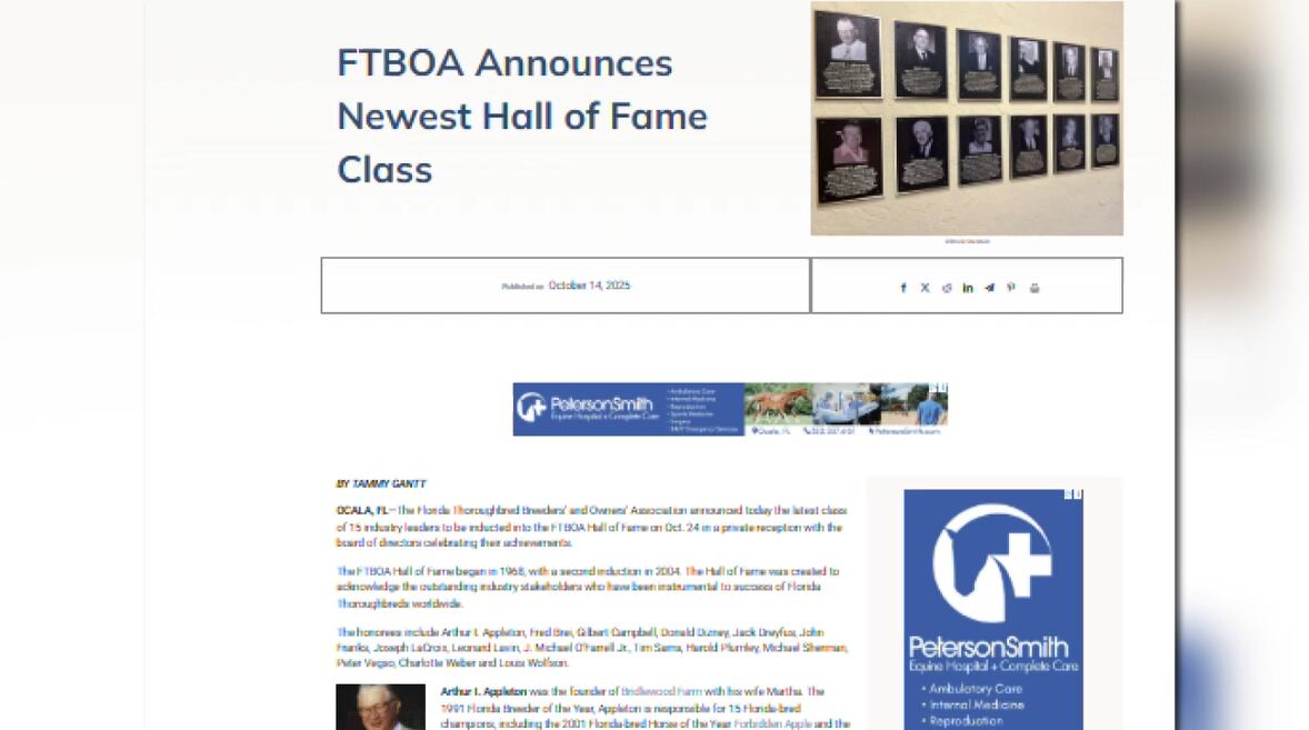 Florida Thoroughbred Breeders’ and Owners’ Association announces 2025 ...