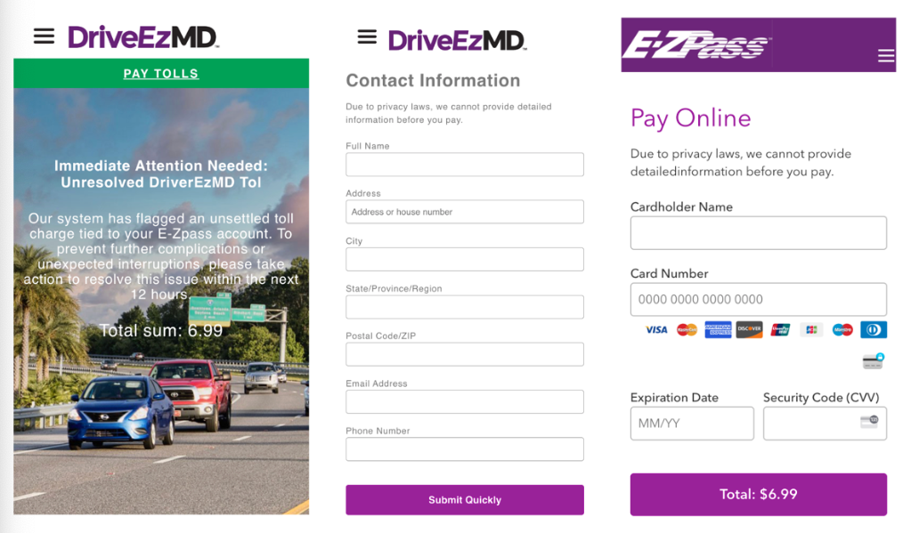 Scammers use sophisticated fake government websites to track personal identity details that mobile users enter in, leveraging this data to access credit cards and make fraudulent purchases (Washington D.C. Attorney General's Office)