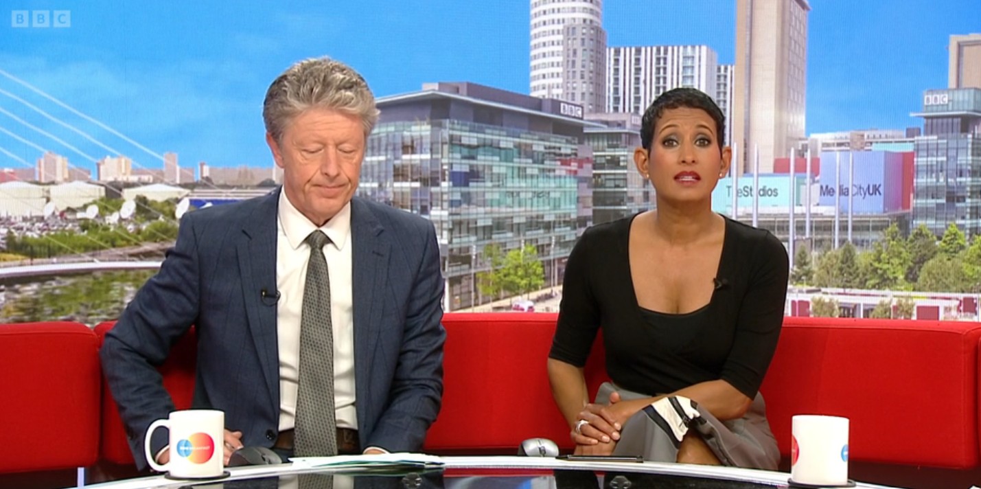 Naga with co-host Charlie Stayt (BBC Breakfast)