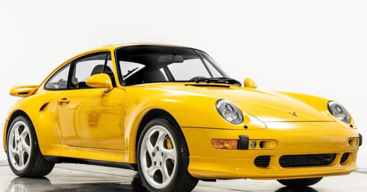 A classic Porsche 911 car racing in a track in Barcelona, Spain Stock