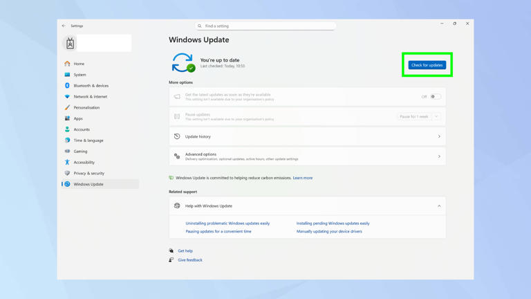 Microsoft Windows check for updates