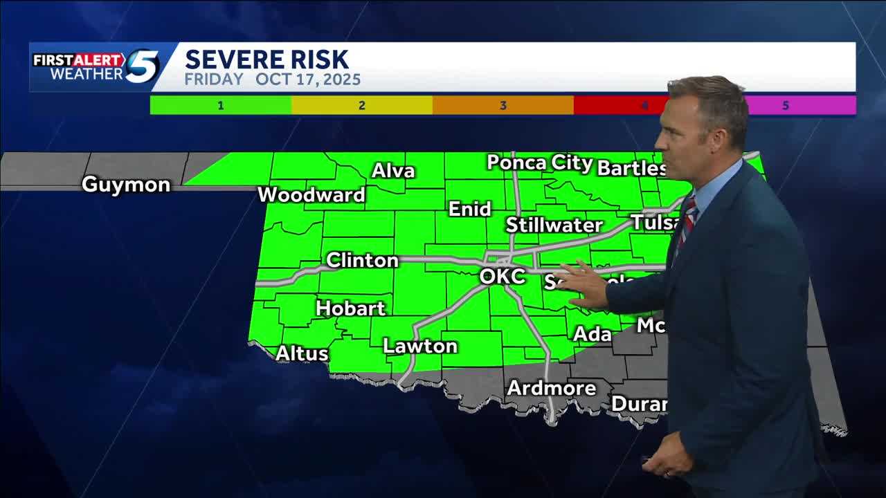 TIMELINE: Severe storm risk moves into Oklahoma later this week