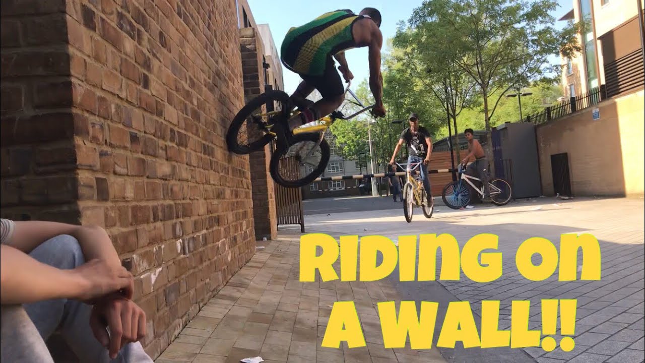 BMX wall ride challenge on the city’s buildings
