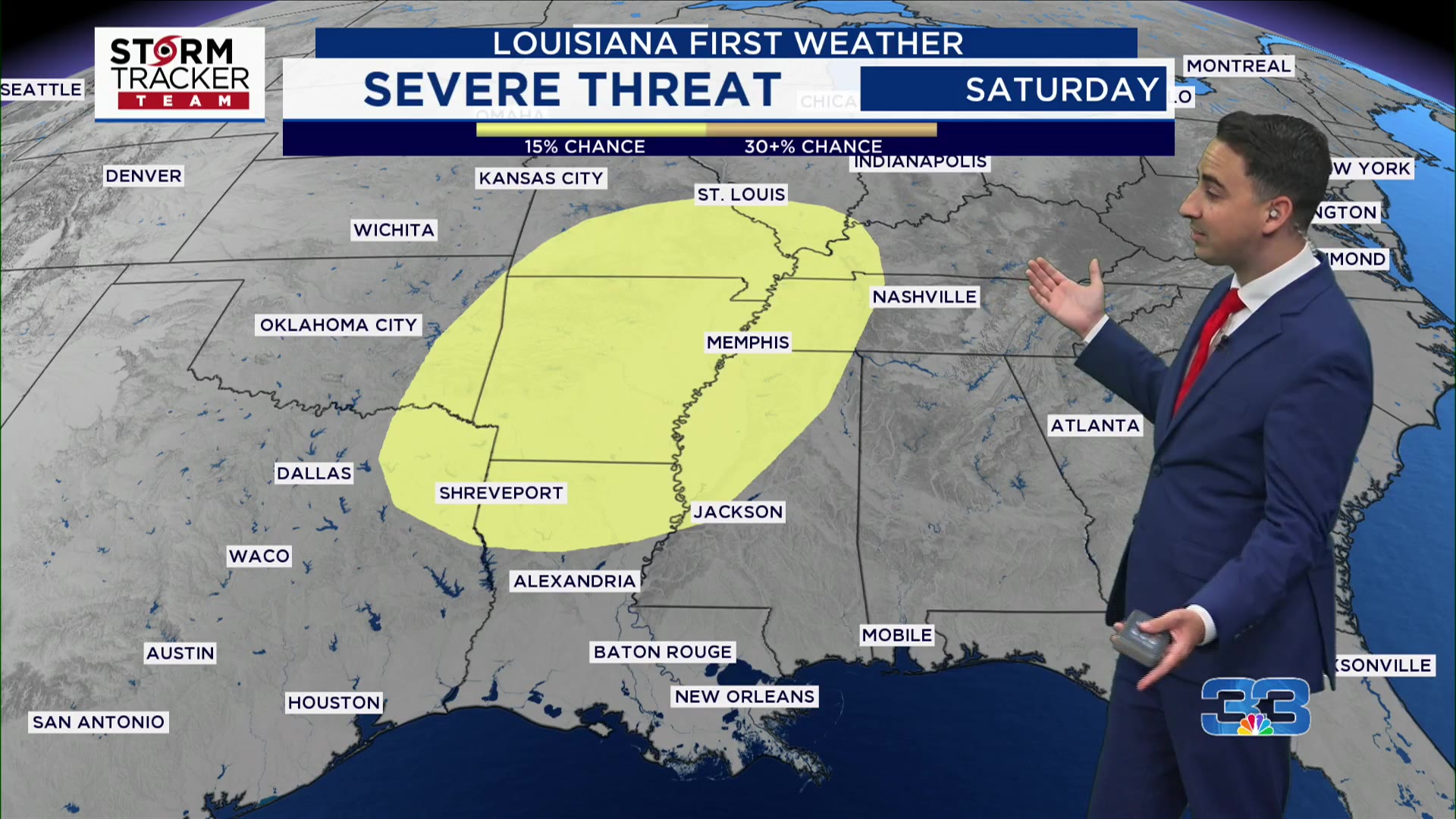 Baton Rouge forecast 10/15 - Weekend cold front brings chance for rain