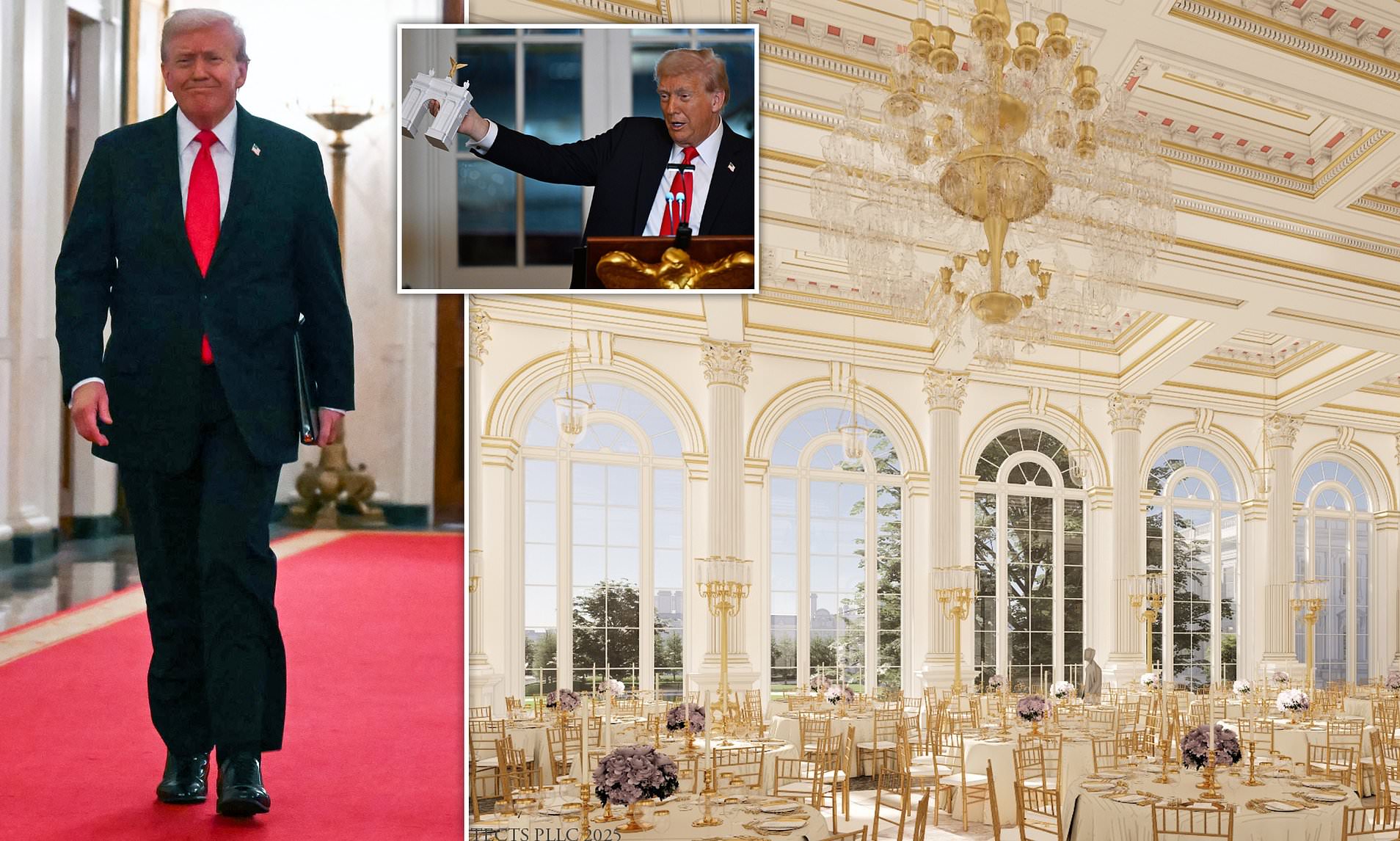 Trump unveils progress on new $250 million ballroom during lavish White