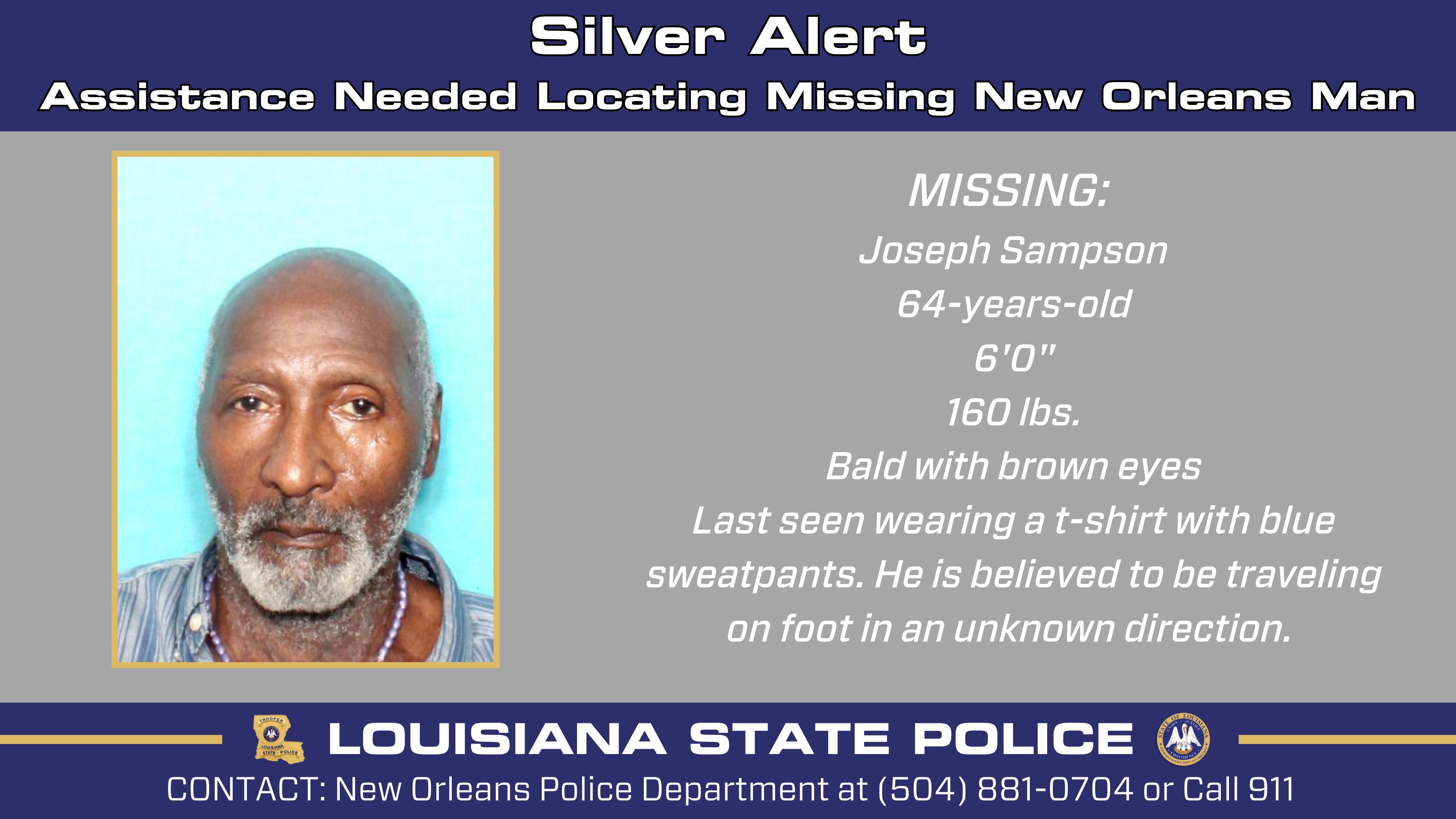 Missing New Orleans man located, Silver Alert canceled