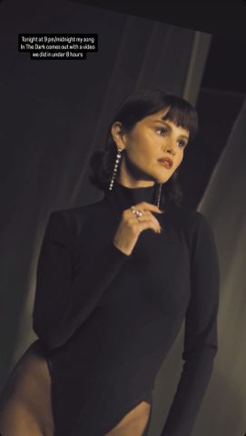princess polly baby blue dress Selena Gomez Wears a Little Black Dress With a Sheer Lace Neckline
