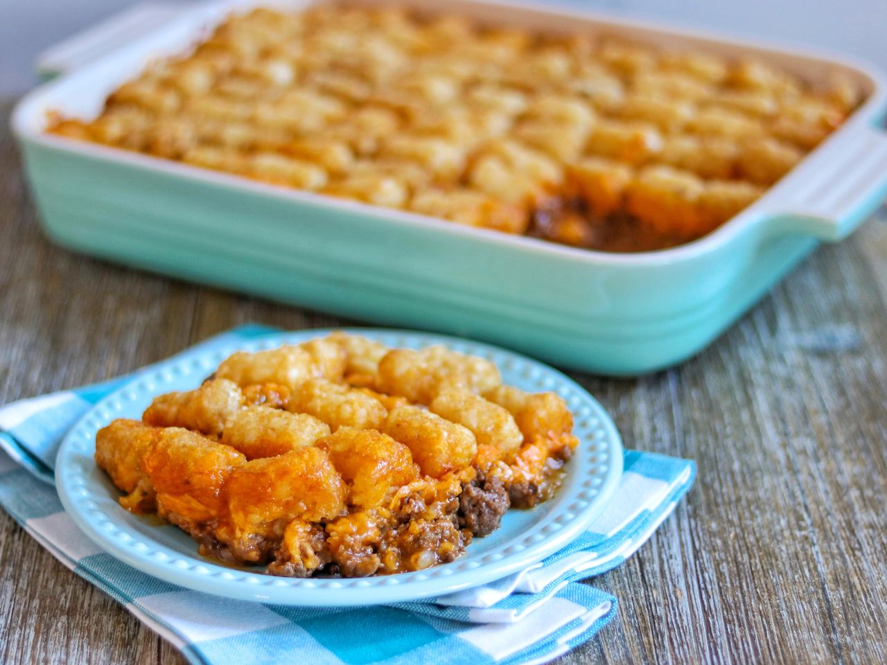Tater tot breakfast casserole with ground meat