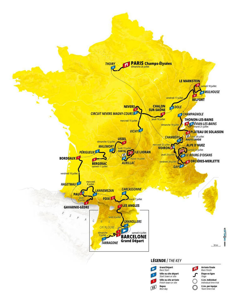 The Tour de France 2026 route was unveiled on Thursday (letour)
