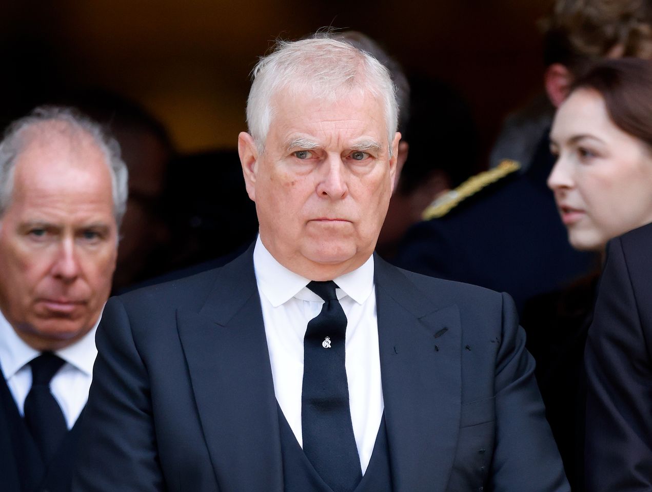 Getty Images Prince Andrew at the funeral of Katharine, Duchess of Kent in 2025.