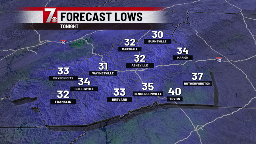 Freeze warnings in effect for much of western NC as temperatures drop