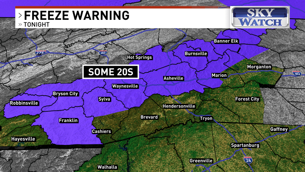 Freeze warnings in place ahead of WNC's coldest air of the season yet