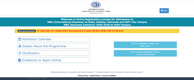 IIFT MBA Admissions 2026: Registrations Ongoing at iift.ac.in; Direct ...