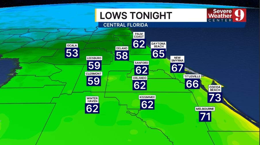 Clear skies and cool temps set to arrive overnight in Central Florida