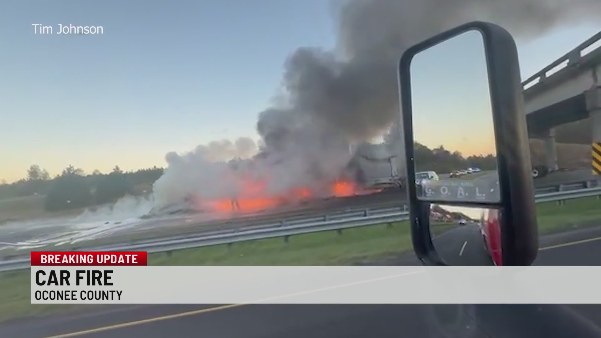 VIDEO: 18-wheeler catches fire on I-85 in Oconee Co.