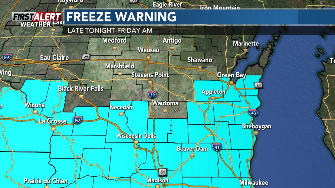 Risk of frost/freeze conditions early Friday