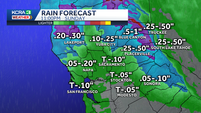Northern California weekend rain forecast: Wettest conditions in the Sierra