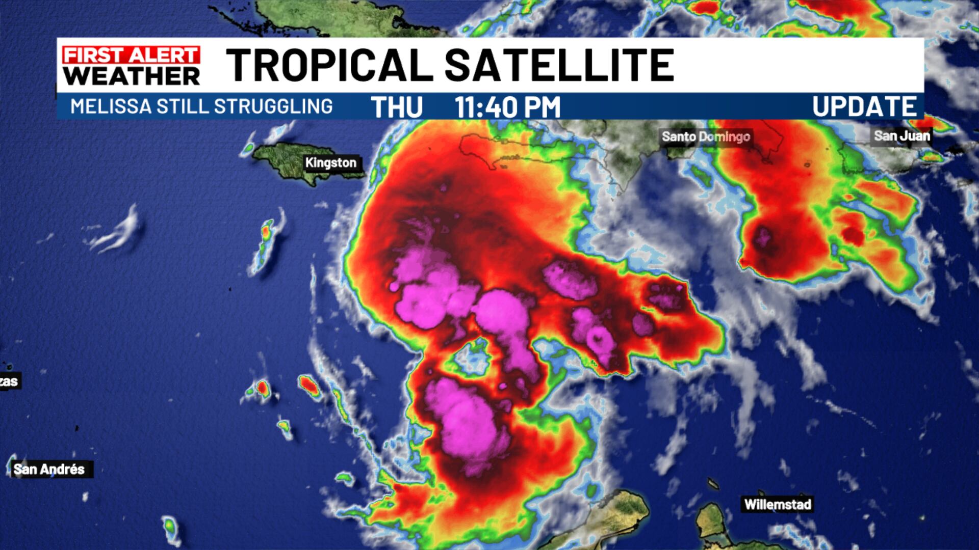 Tropical storm Melissa slowly organizing