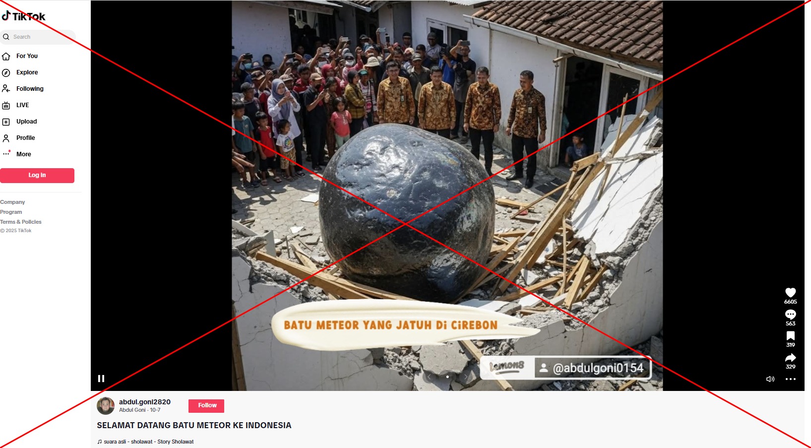 Gambar AI beredar dengan narasi salah 'batu meteor yang jatuh di Cirebon' 1 AA1P5tgp