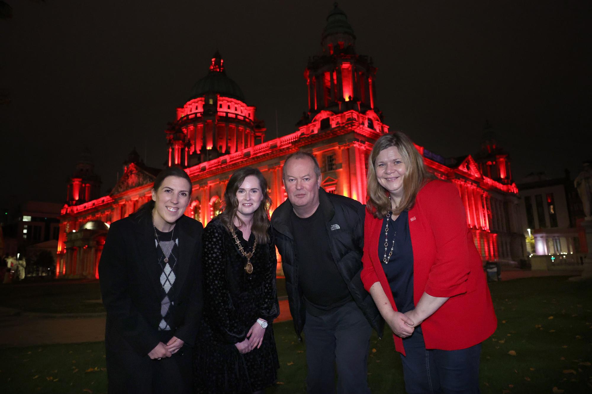 City Hall Lights Up Red as Comics ‘Stand Up’ for Integrated Education!