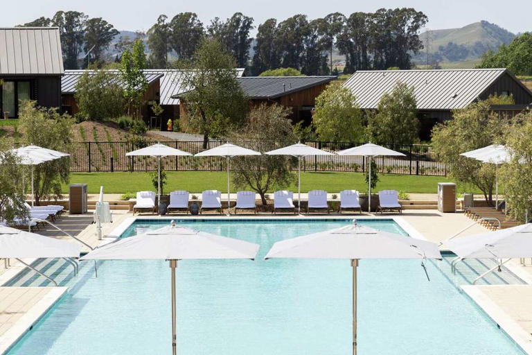The Lavender Pool at Stanly Ranch in Napa seen in 2022. Its owner has received a notice of default and faces foreclosure on the property. (Jessica Christian/The Chronicle)