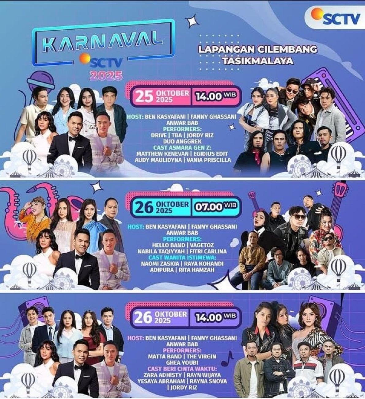 Karnaval SCTV Tasikmalaya di Cilembang Dimulai Hari Ini! Lihat Jadwal, Artis, dan Rutenya