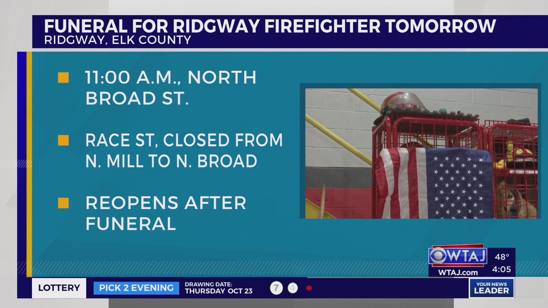Road closure planned during funeral of fallen Ridgway firefighter(01)