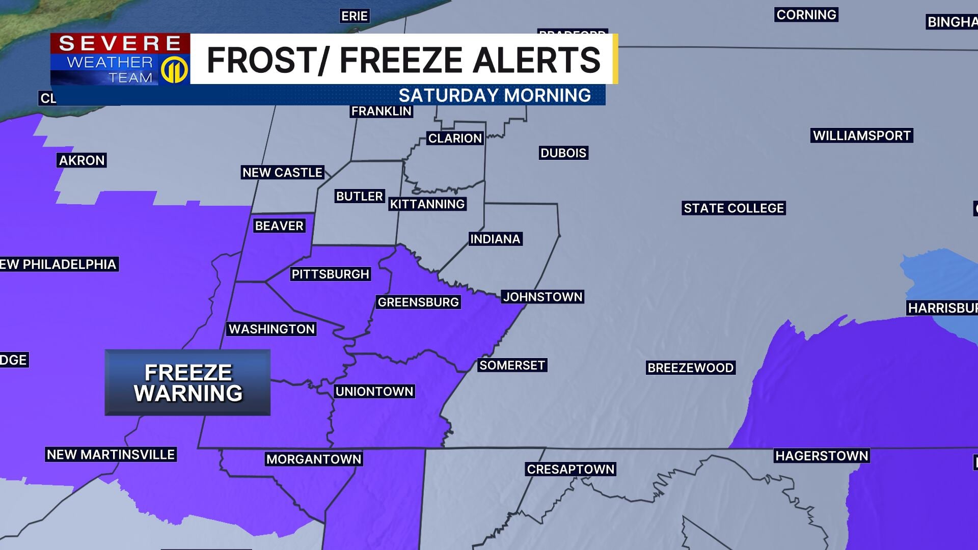 Freeze Warning issued for multiple local counties for start of weekend
