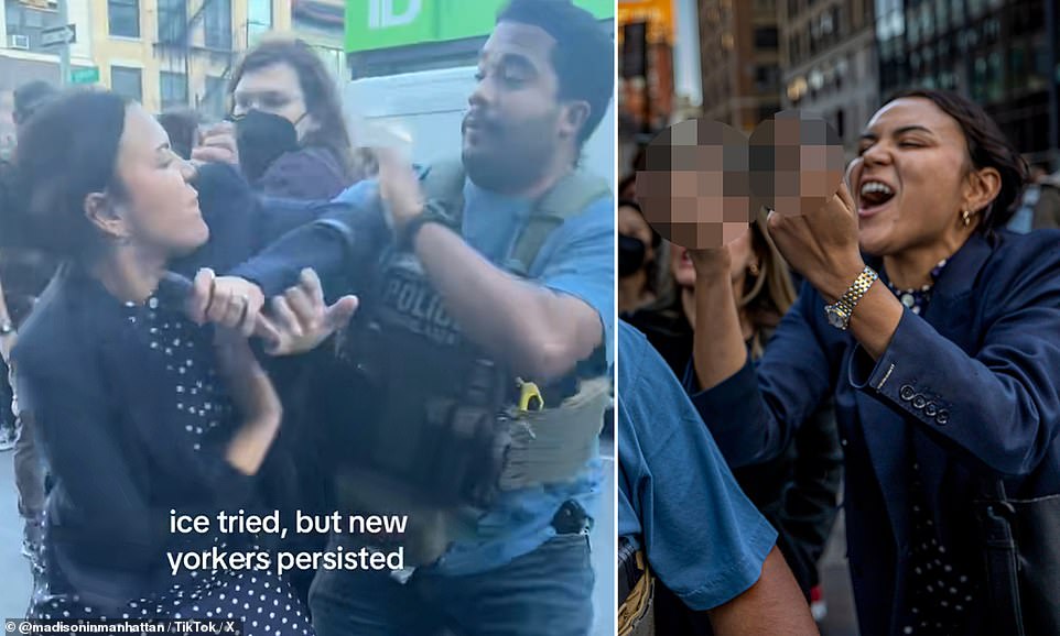 polka dot dress lady nyc ice woman becomes internet star after fighting with Gunmetal Gown