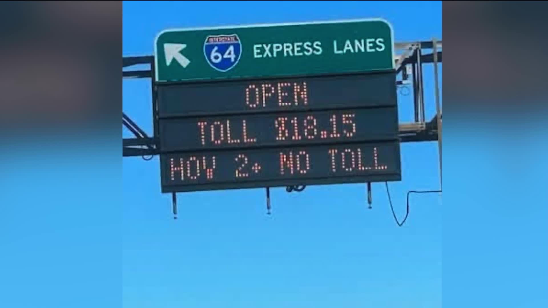 Dynamic pricing leads to $18 toll for express lanes on Interstate 64 ...