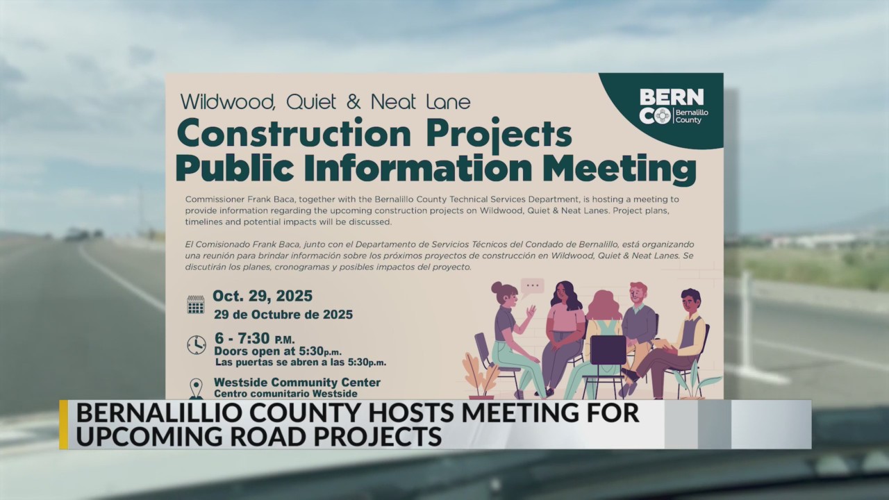 Bernalillo County holding meeting on upcoming road projects