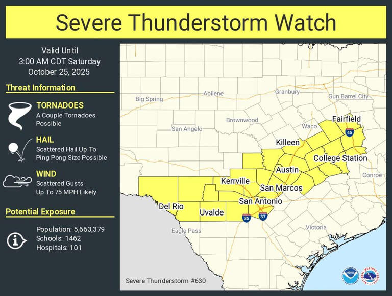 Severe storm watch issued for South Texas, large hail possible