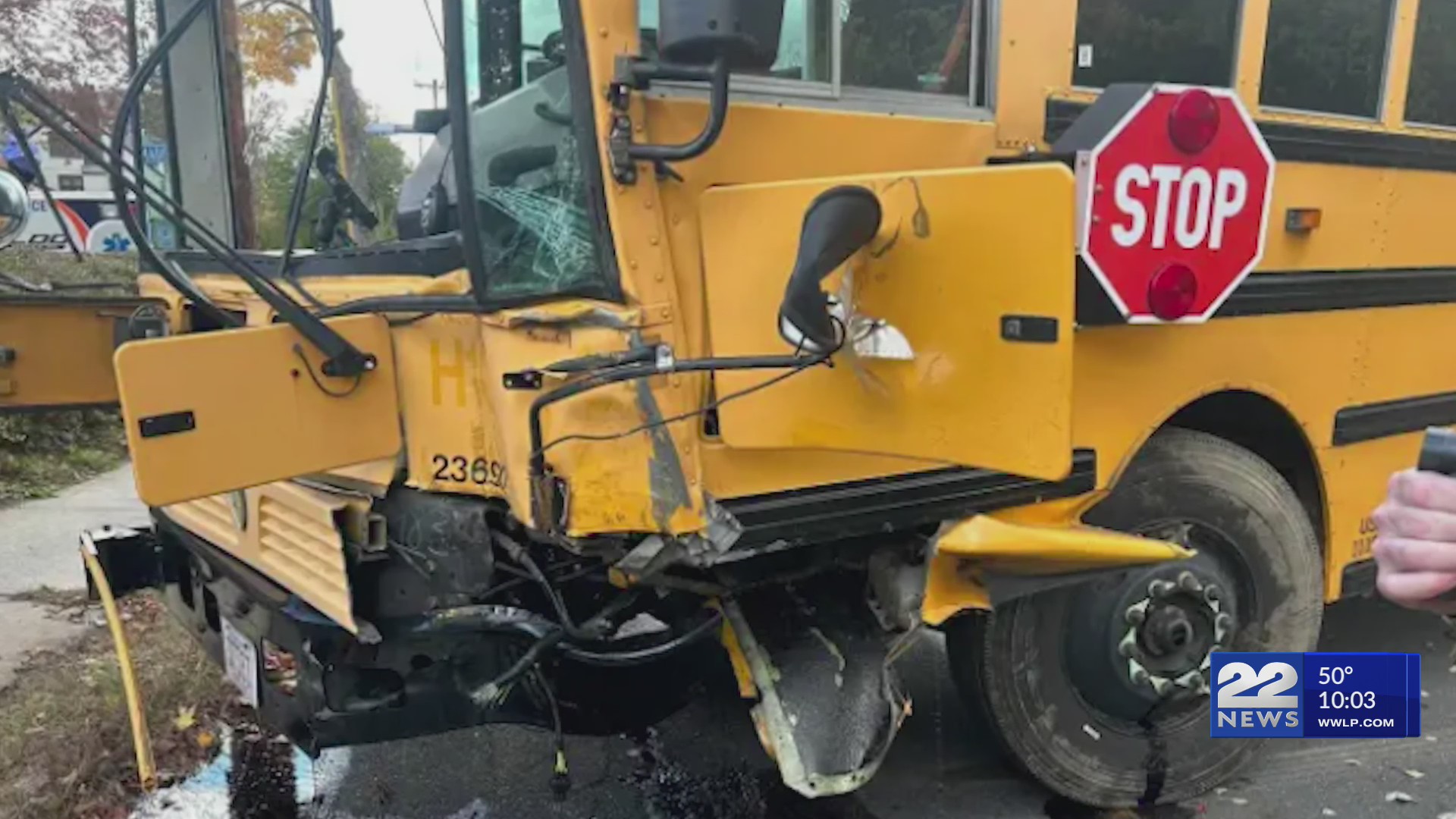 School bus crashes into light pole in Holyoke